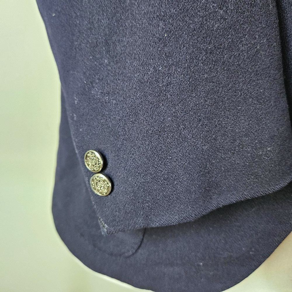 Vtg 50s An Tai Hong Custom Tailored Mens Navy Wool Blazer Jacket Crest Hong Kong - Picture 2 of 8